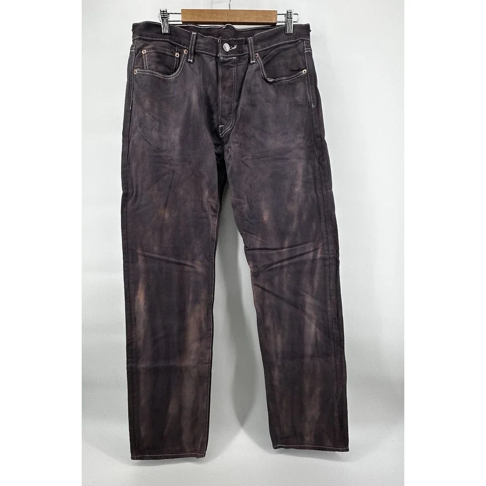 Levi's 501 Jeans Mens 34x34 Purple Tie Dye Button Fly Straight Leg‎ Boho Hippie